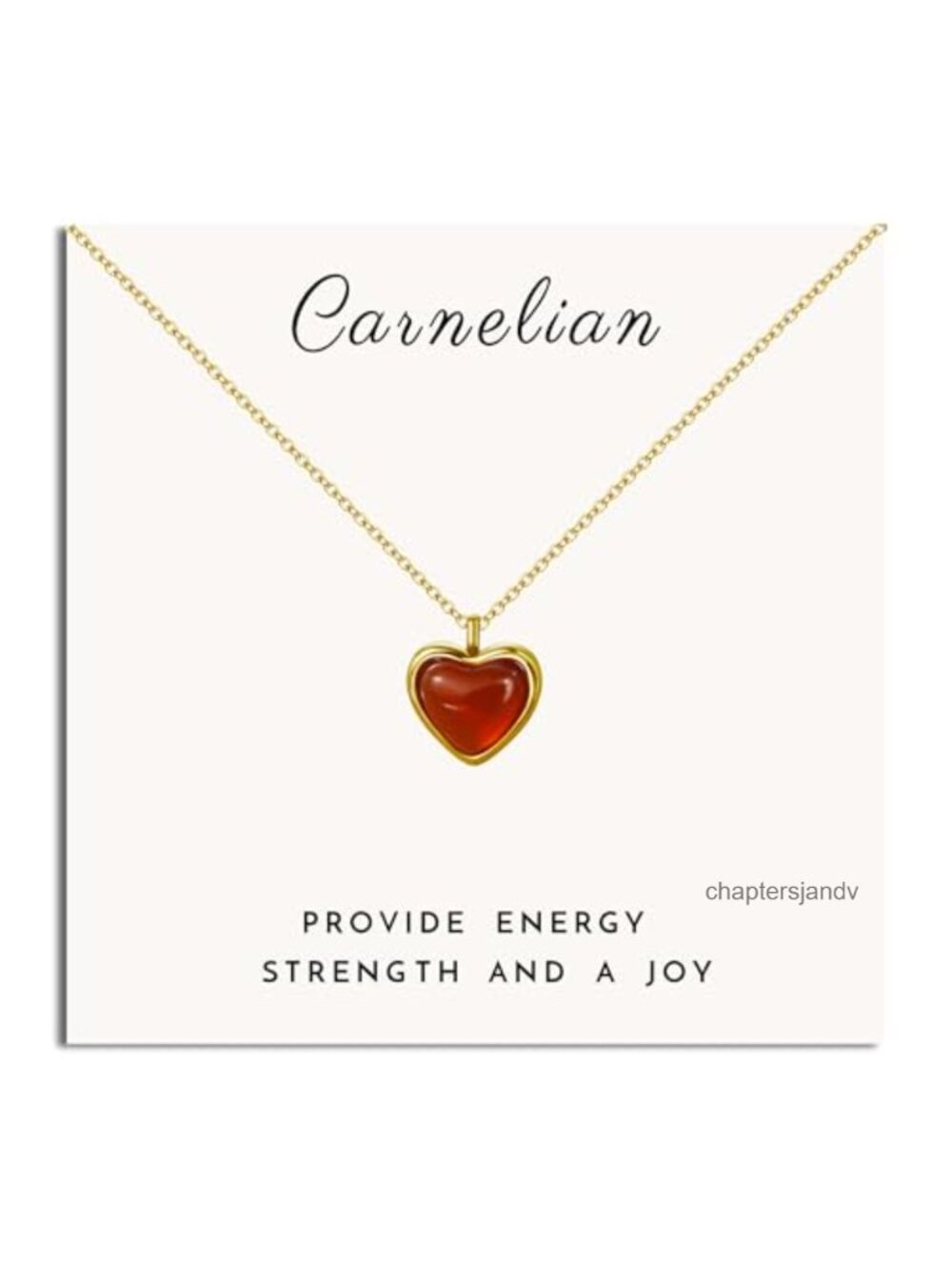14k Gold Plated Stainless Steel Heart Pendant Necklace with Carnelian Cabochon
